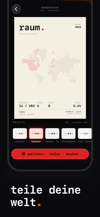 App Store screenshot: teile deine welt.