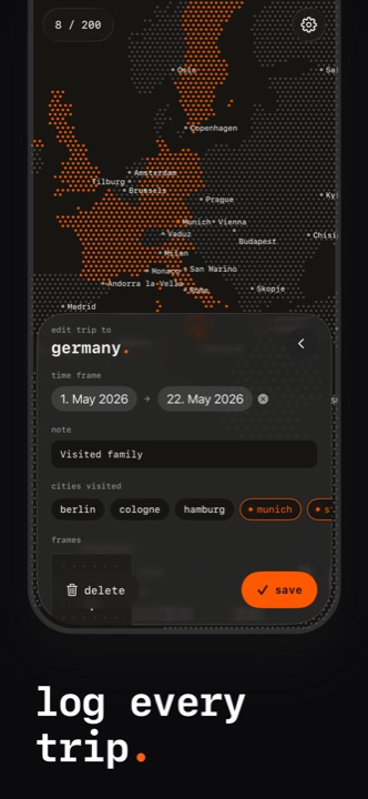 App Store screenshot: log every trip.