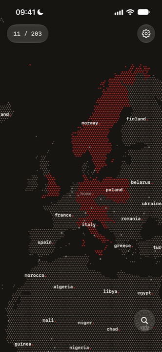 raum. screen: map, countries