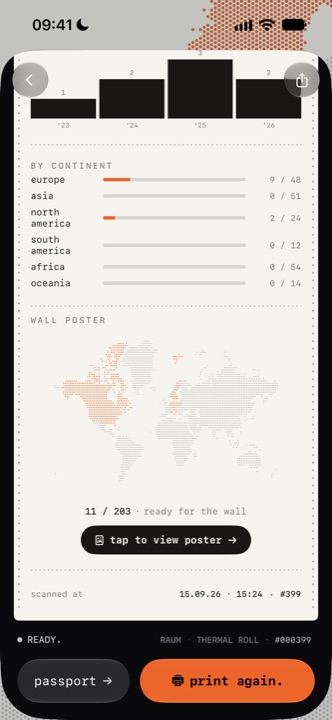 raum. screen: statement, continents
